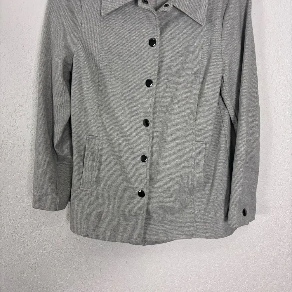 Cabi Grey Peter Pan Collar Button Front Textured Jacket Style#‎ 5855 Size Medium